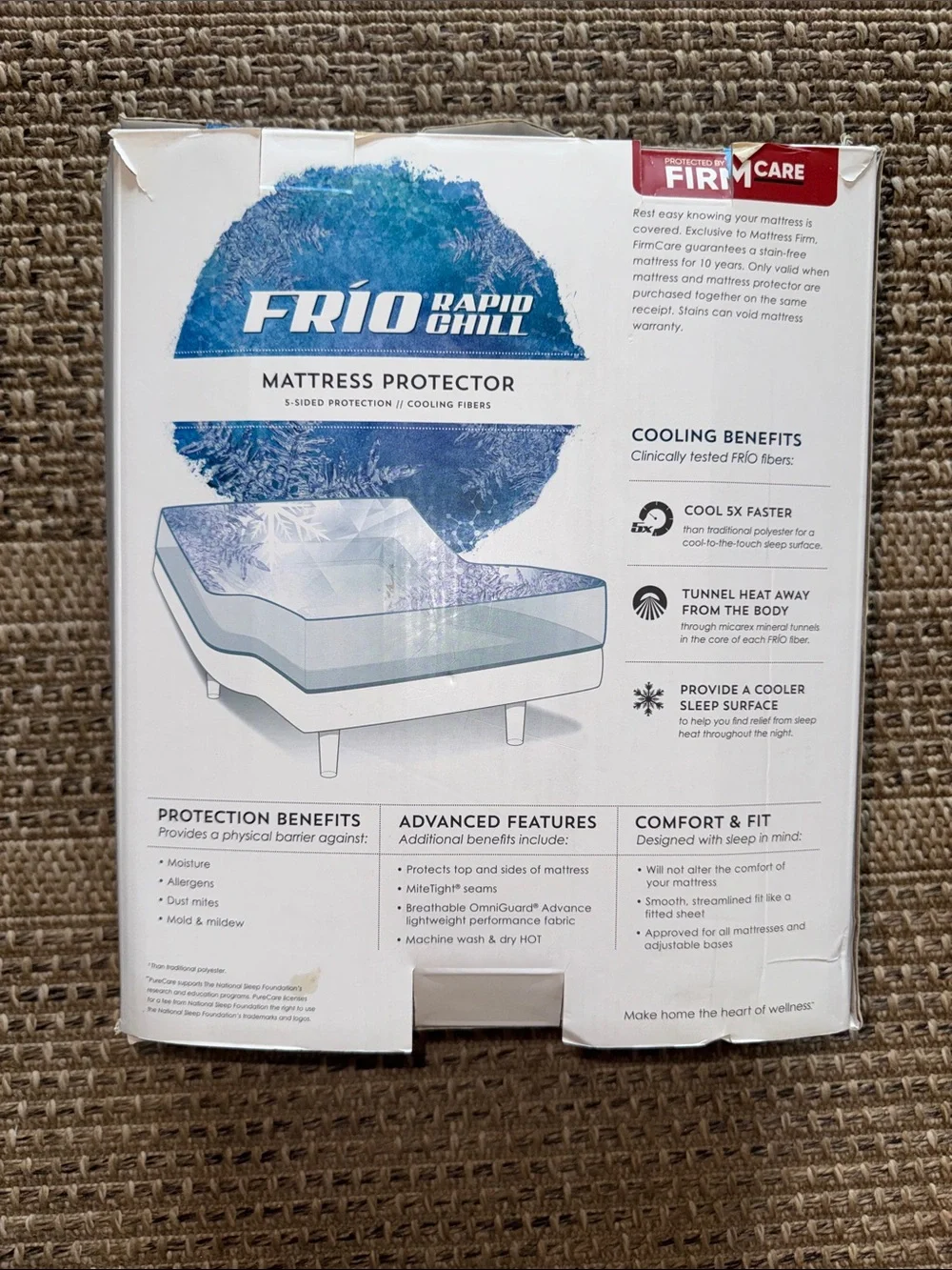 Frio Rapid Chill Mattress Protector by PureCare - pure care 5 sided protection